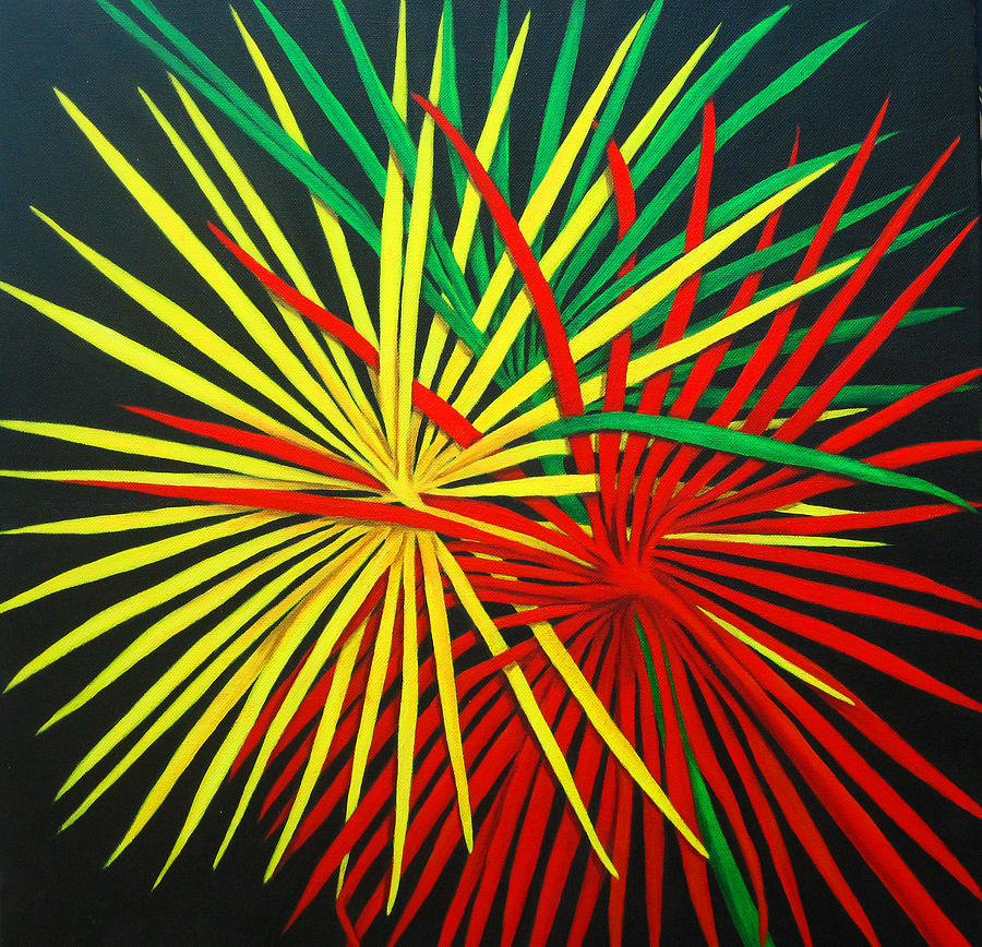 Palms Bursting Painting by Roseann Gilmore