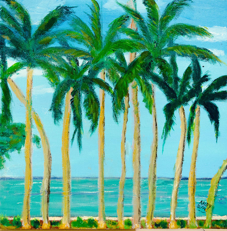 Seascape Painting - Palms in Aguadilla by Noel Morales