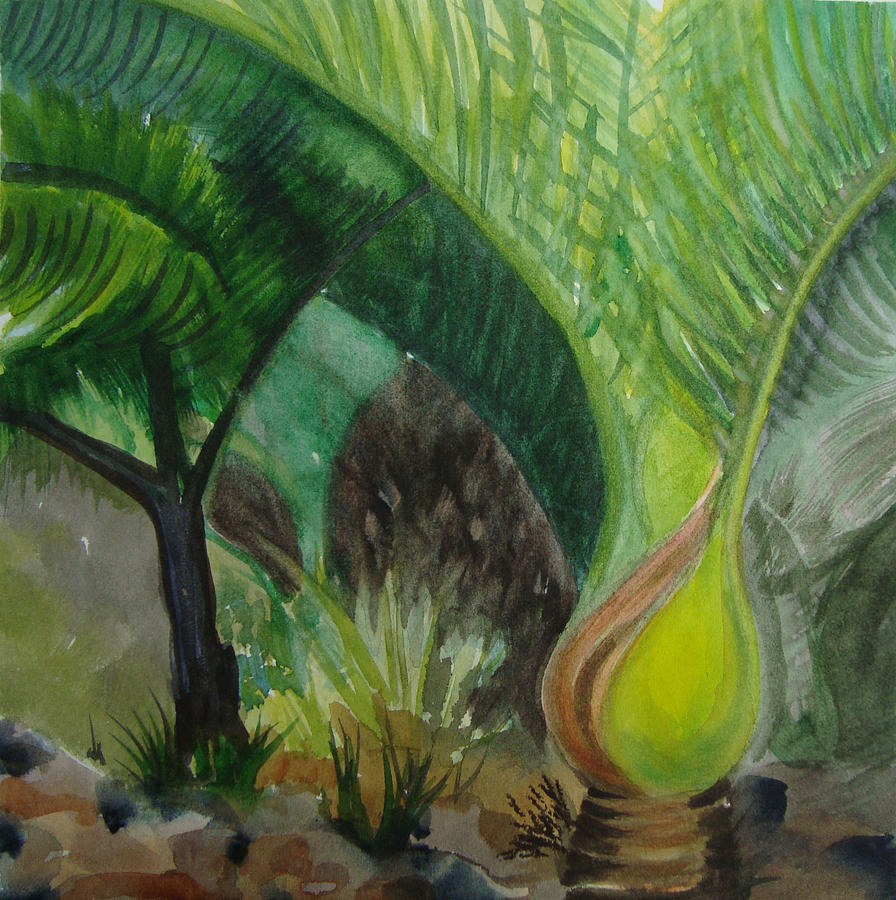 Palms Painting by Karen Coggeshall