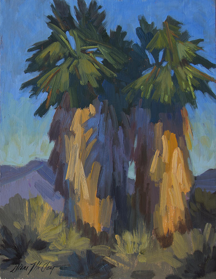 Desert Painting - Palms with Skirts by Diane McClary