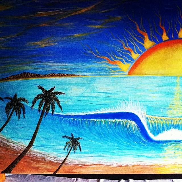 Sunset Photograph - #palmtrees Added On The 4/7ft #mural by Paul Carter