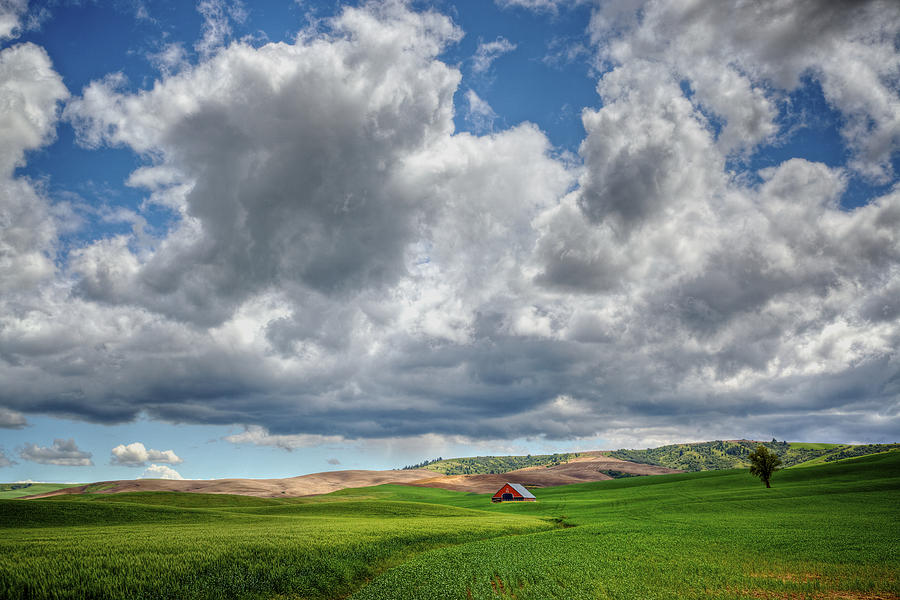 Palouse Country barn with storm clouds Photograph by Randy Green