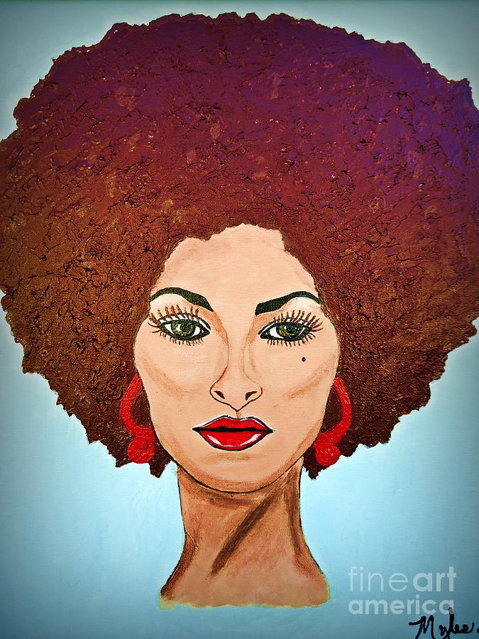 Pam Grier c1970 the original Diva Painting by Saundra Myles
