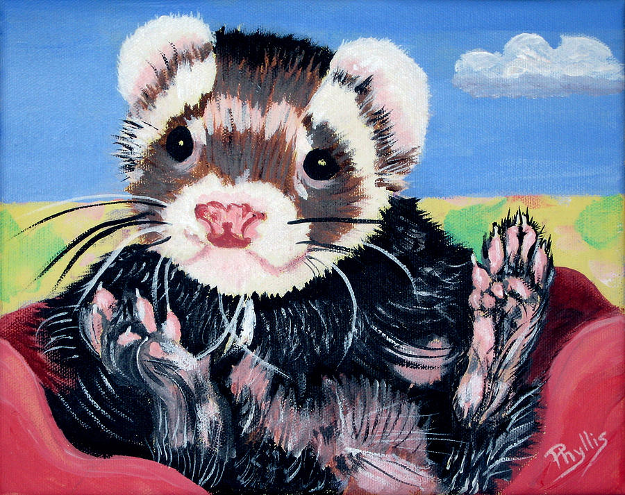 Bed Painting - Pampered Ferret by Phyllis Kaltenbach