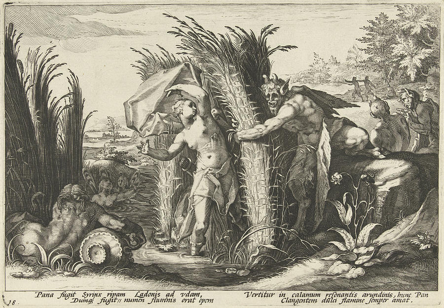 Pan And Syrinx, Hendrick Goltzius, Franco Estius Drawing by Artokoloro