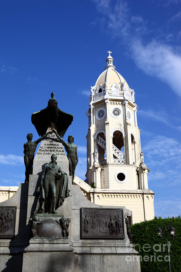 Panama City Bolivar Monument and San Francisco Church Photograph by James Brunker