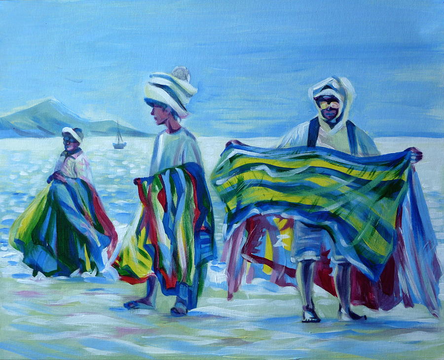 Beach Painting - Panama.Beach Market by Anna  Duyunova