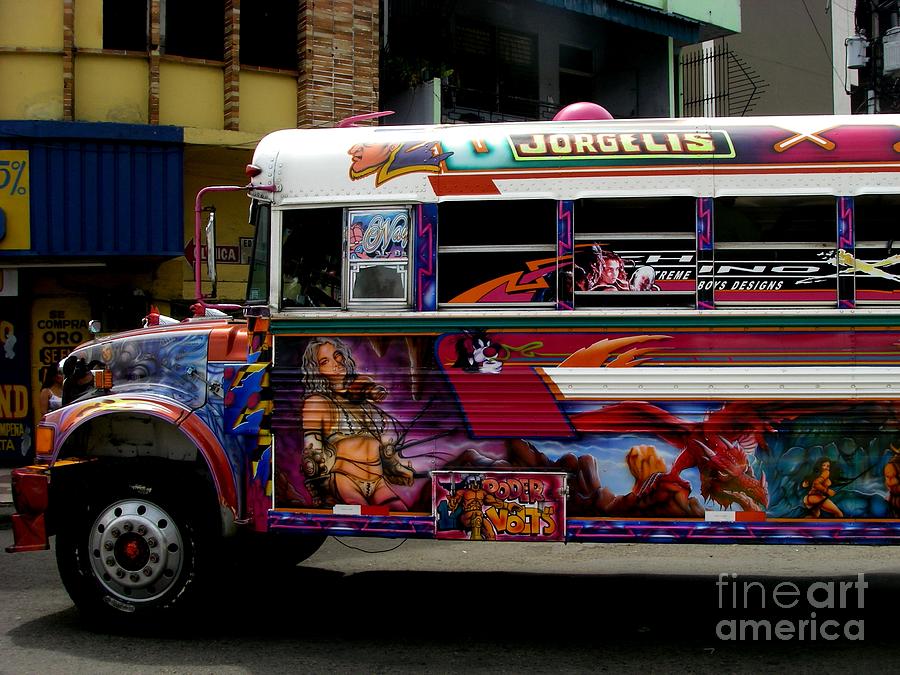 City Photograph - Panamanian Bus by Sylvie Heasman