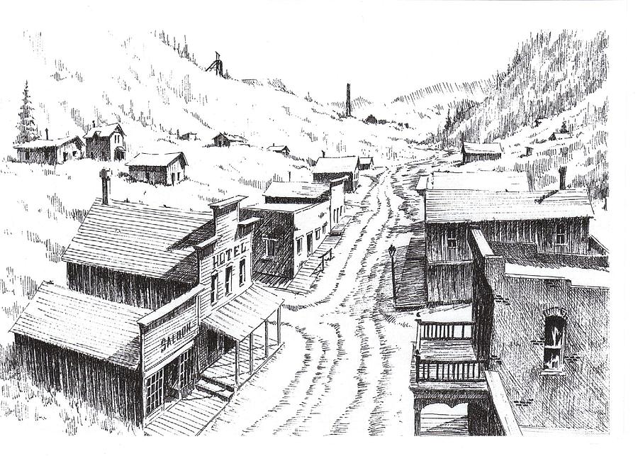 Ghost Towns Drawing - Panamint City Ghost Town California by Kevin Heaney