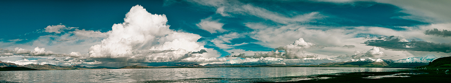 Panarama Mountain Lake In Tibet Manasarovar Photograph by Raimond Klavins