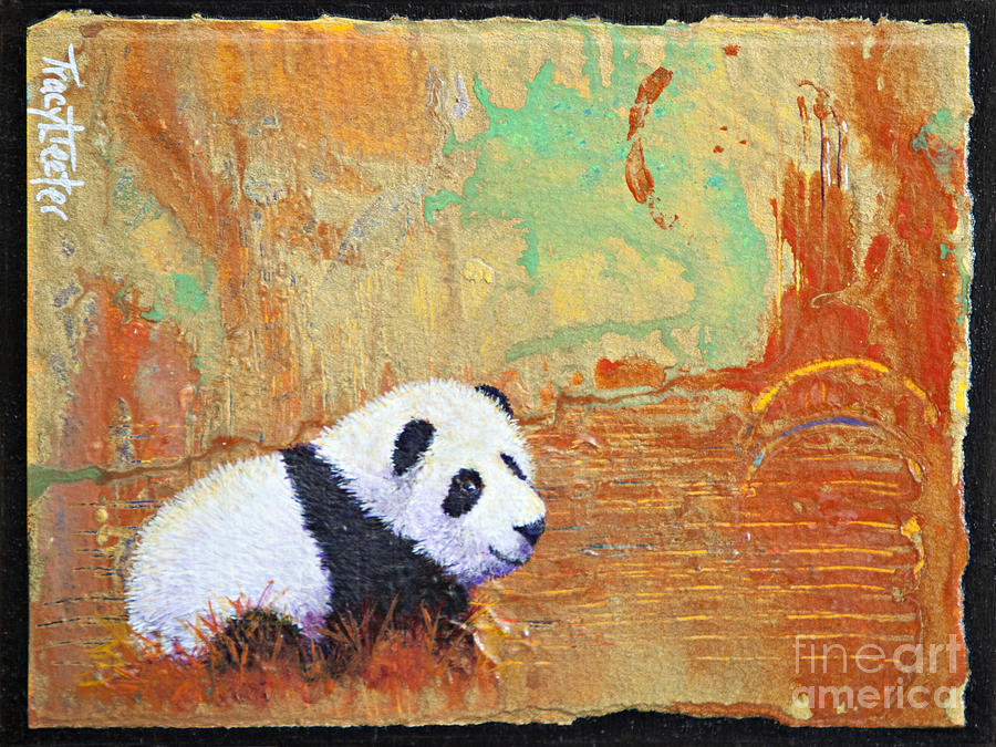 Panda Abstract Painting by Tracy L Teeter 
