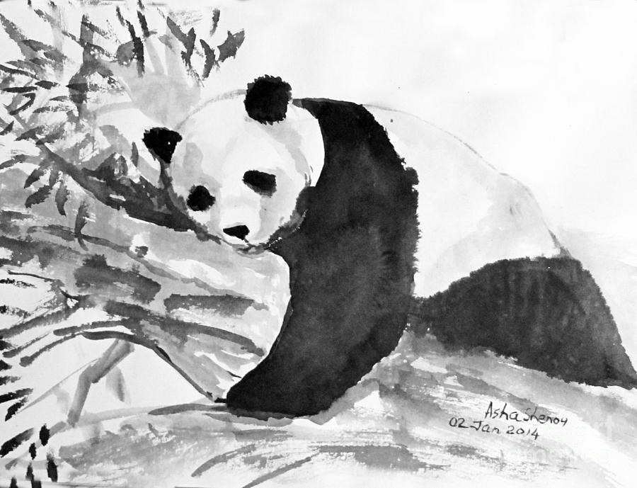 Panda Painting by Asha Sudhaker Shenoy