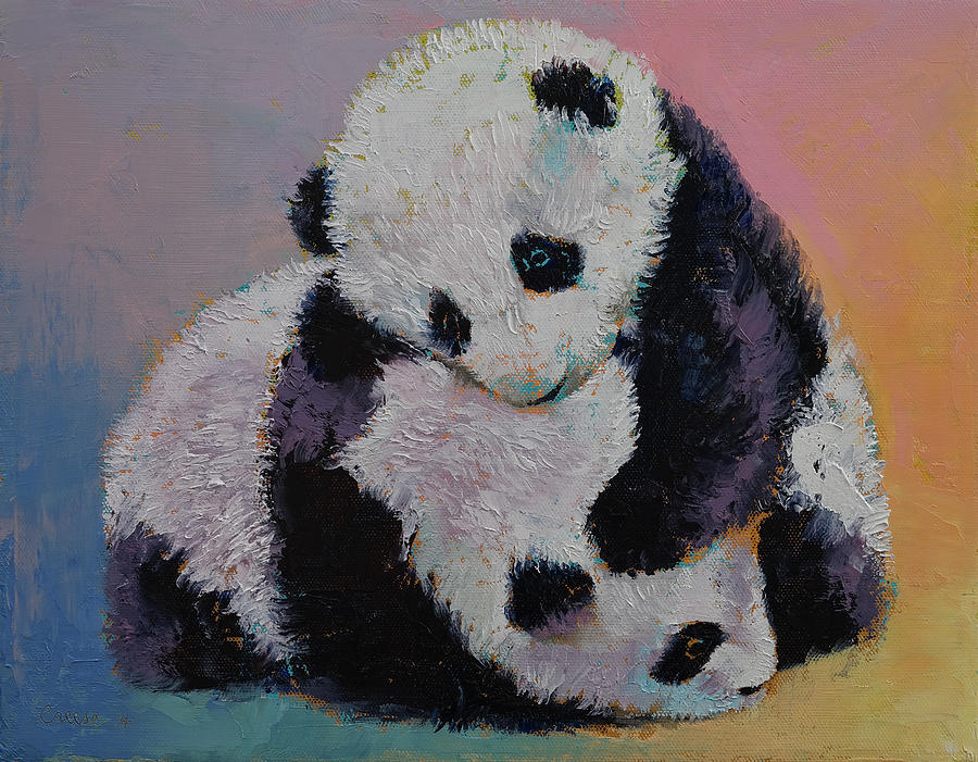 Wildlife Painting - Baby Panda Rumble by Michael Creese