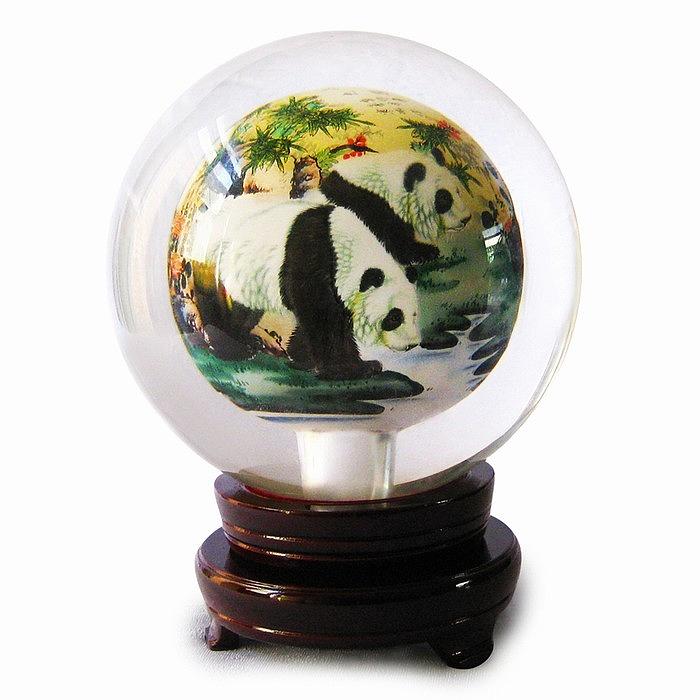 Wildlife Drawing - Panda in Crystal Ball by Guohui Wang