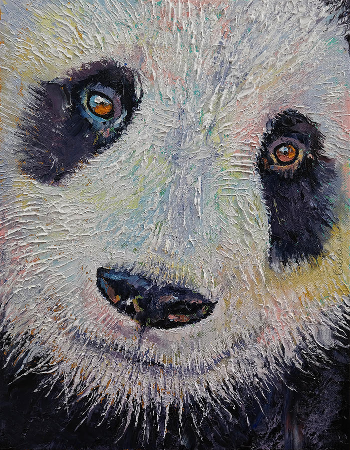 Panda Portrait Painting by Michael Creese