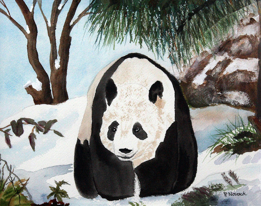 Panda On Ice Painting by Patricia Novack