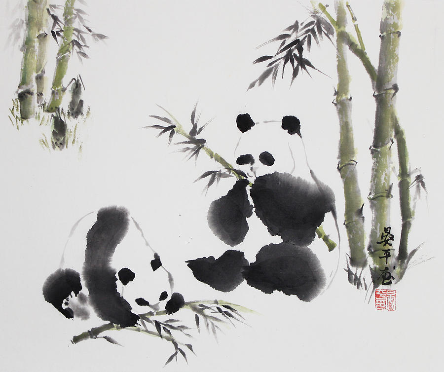 Panda  Painting by Ping Yan