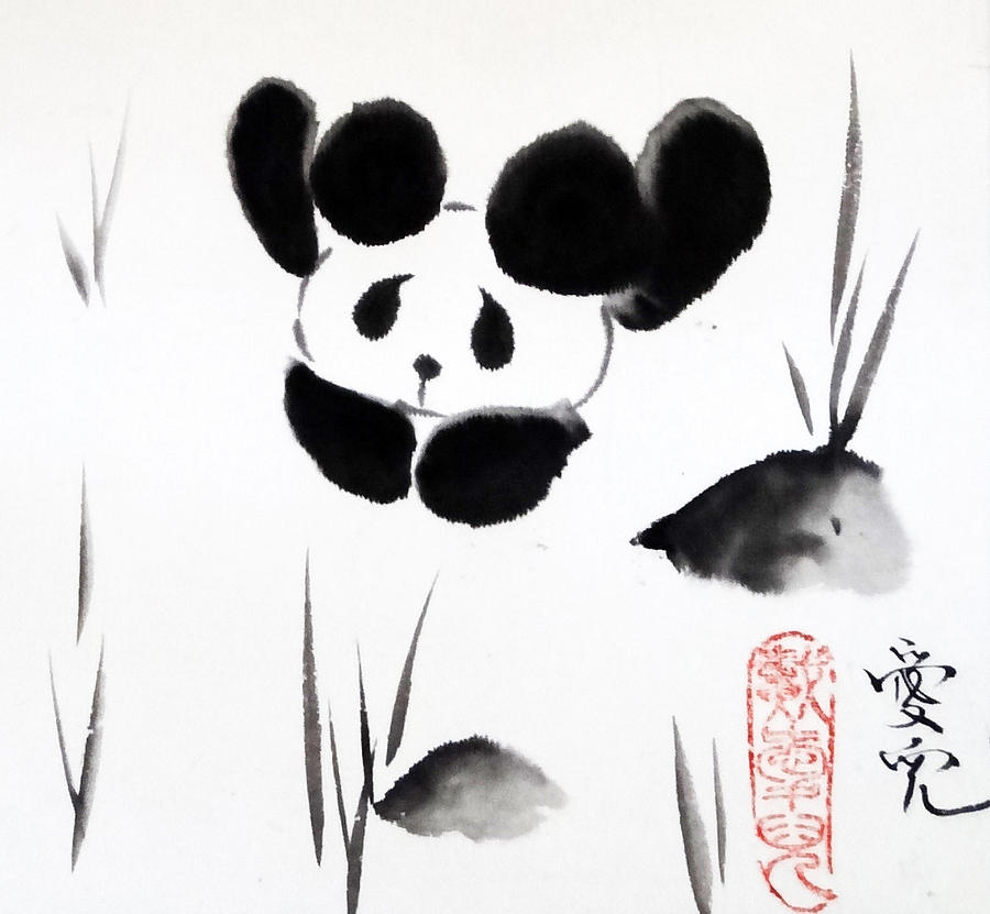 Bear Painting - Panda Time by Oiyee At Oystudio