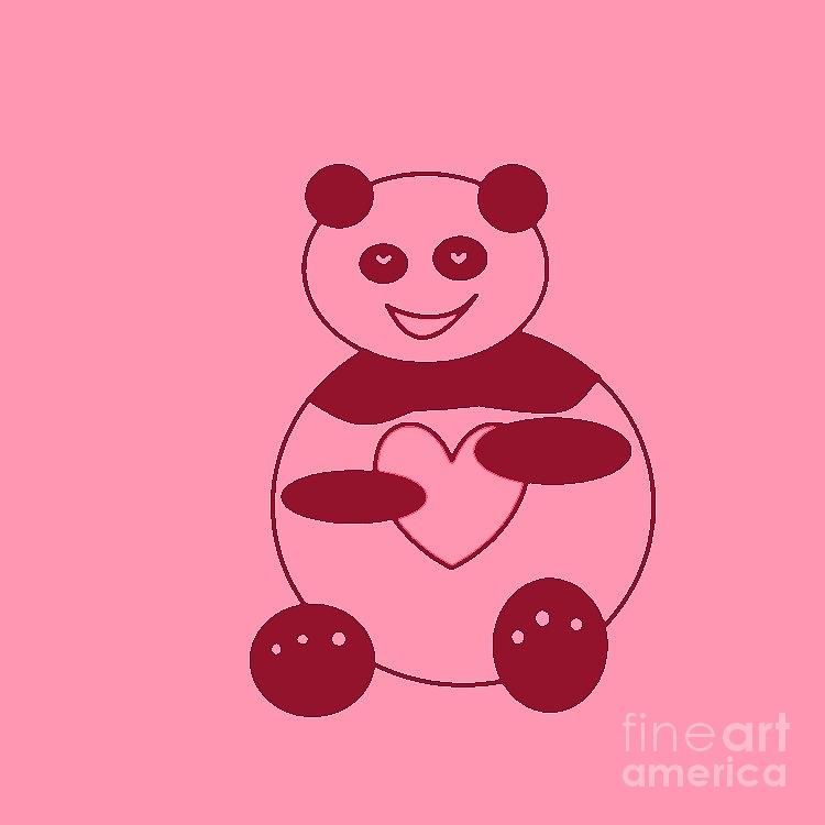 Claret Photograph - Panda With A Big Heart In Pink 01 by Ausra Huntington nee Paulauskaite