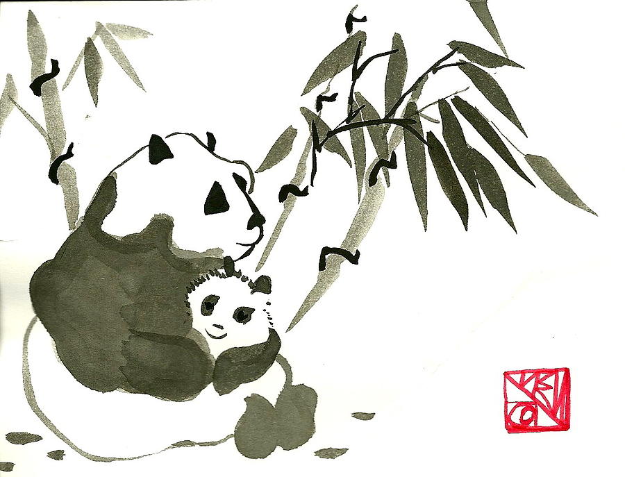 Panda With Chop Painting