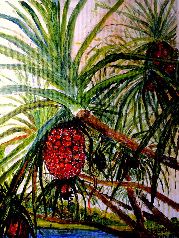 Pandanus Palm Fruit  Painting by Jason Sentuf