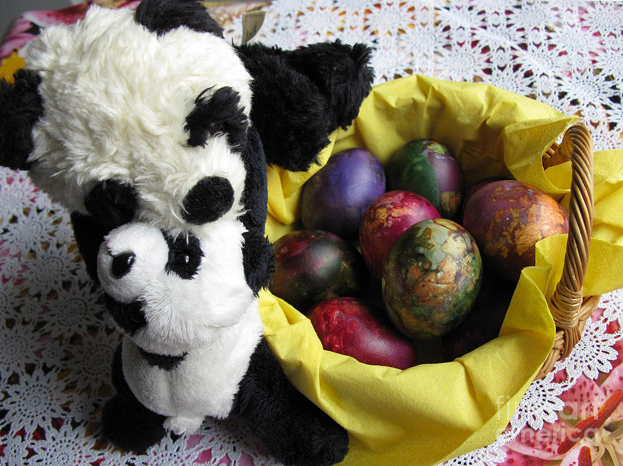 Easter Photograph - Pandas celebrating Easter by Ausra Huntington nee Paulauskaite