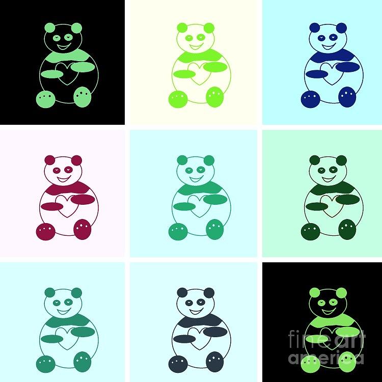 Pandas Digital Art - Pandas pandas everywhere by Ausra Huntington nee Paulauskaite