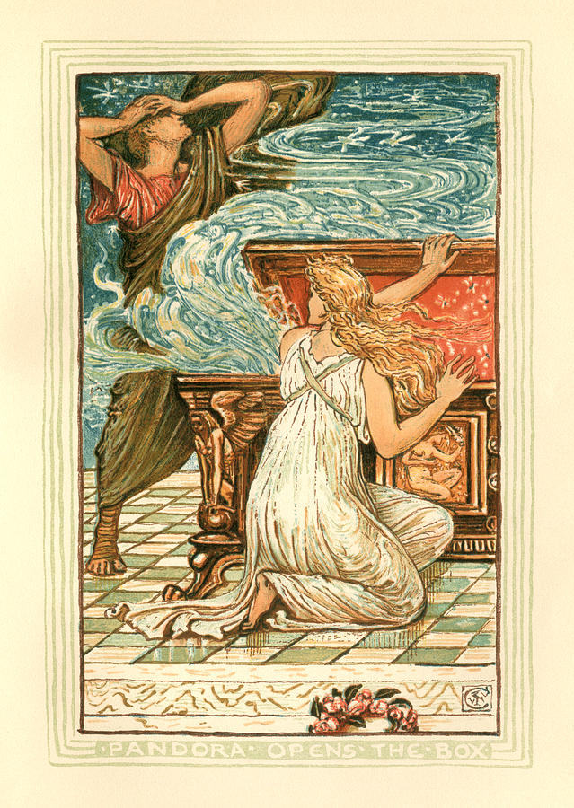 Pandora opens the box - Greek mythology Drawing by Whitemay
