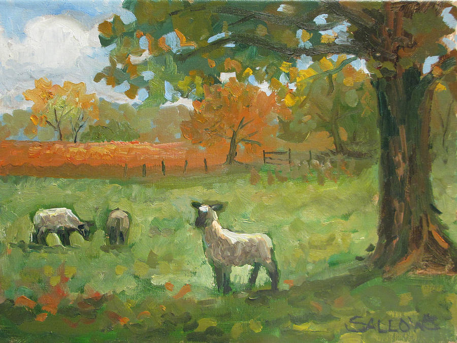 Pandora Sheep Painting by Nora Sallows
