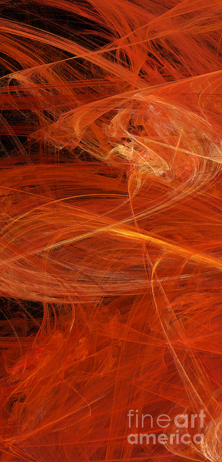 Abstract Mixed Media - Panel 1 Of 5 Dancing Flames 2 H Pentaptych - Abstract - Fractal Art by Andee Design