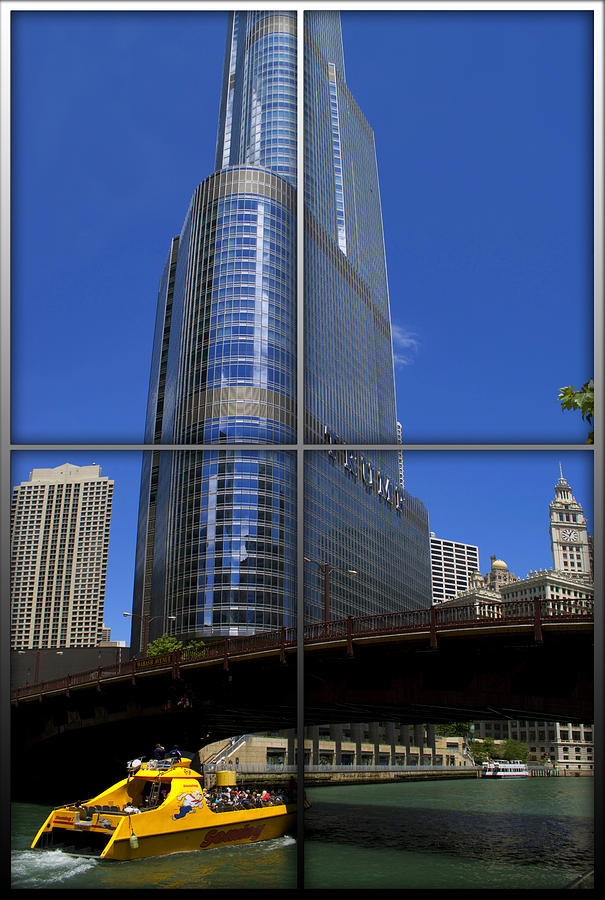 Sample Paneled Chicago River Walk Trump Tower Signage Photograph by Thomas Woolworth
