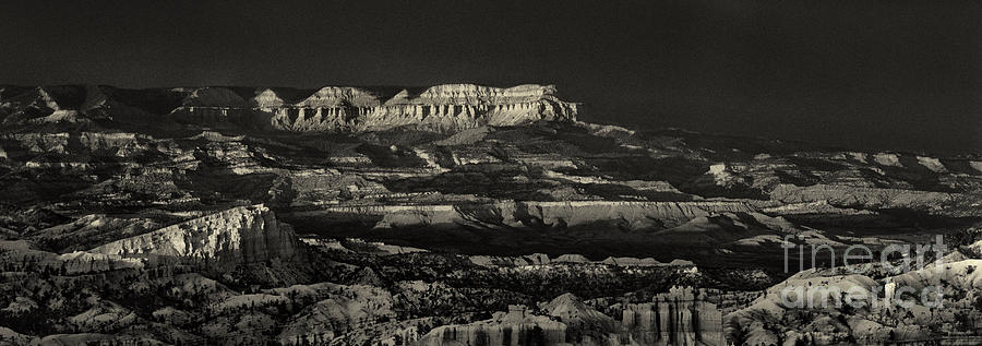 Panorama Bryce Canyon Storm in Black and White Photograph by Dave Welling
