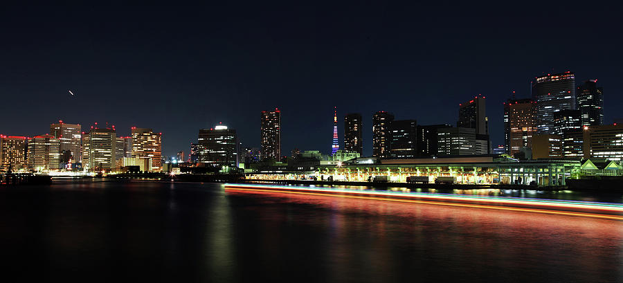 Panorama Cityscape Of Tokyo At Dark Photograph by Photography By Zhangxun