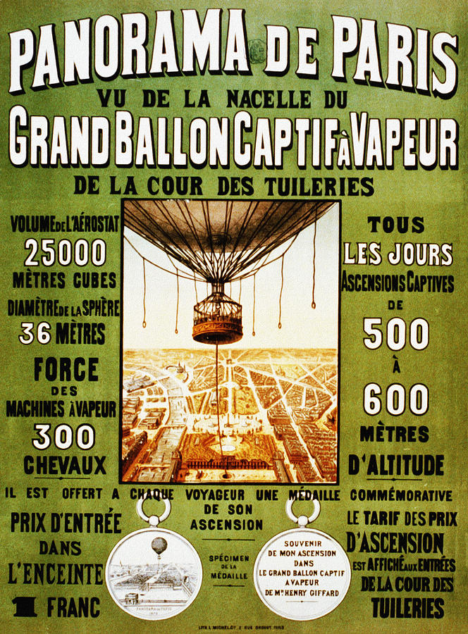 Panorama de Paris Grand Balloon Captif Avapeur Photograph by Bill Cannon