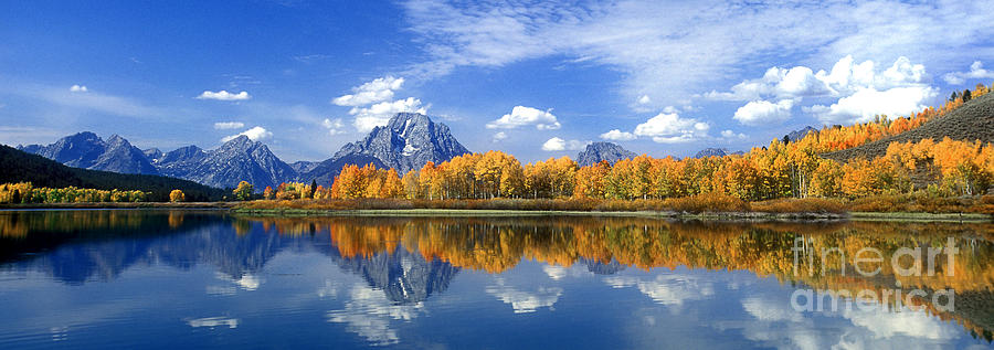 Panorama Fall Morning at Oxbow Bend Grand Tetons National Park Photograph by Dave Welling