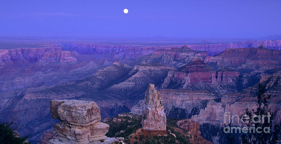 Panorama Moonrise over Point Imperial Grand Canyon National Park Photograph by Dave Welling