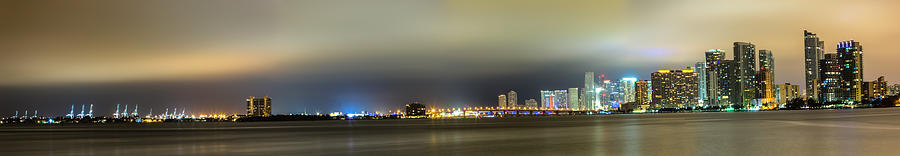 Panorama of Biscayne Bay in Miami Florida Photograph by Andres Leon
