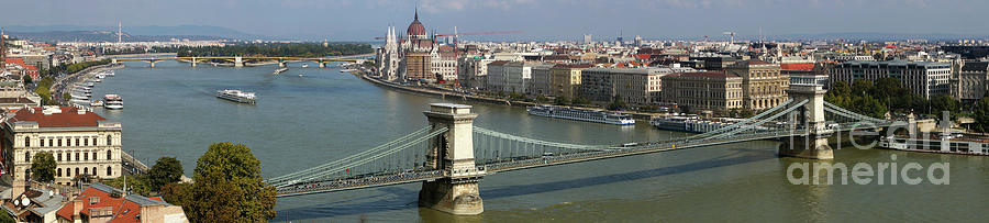 Panorama Of Danube River, Chain Bridge Photograph by Chlaus Lotscher