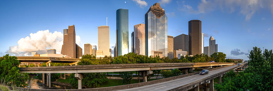 Panorama of Downtown Houston from a secret location - Houston Texas Photograph by Silvio Ligutti