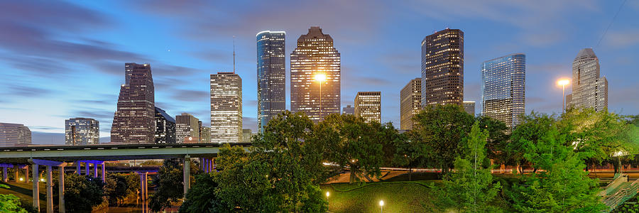 Twilight Panorama of Uptown Houston Business District and Galleria Area  Skyline Harris County Texas Photograph by Silvio Ligutti - Fine Art America