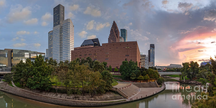 Panorama of Downtown Houston Skyline Theater District - Houston Texas Photograph by Silvio Ligutti