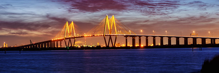 Panorama of Fred Hartman Bridge Photograph by Silvio Ligutti