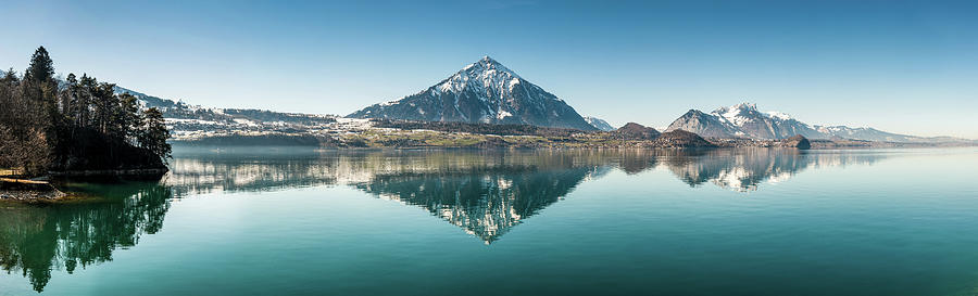 Panorama Of Lake Thun Photograph by Coolbiere Photograph