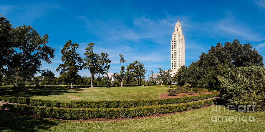 Architecture Photograph - Panorama of Louisiana State Capitol Building and Gardens - Baton Rouge by Silvio Ligutti