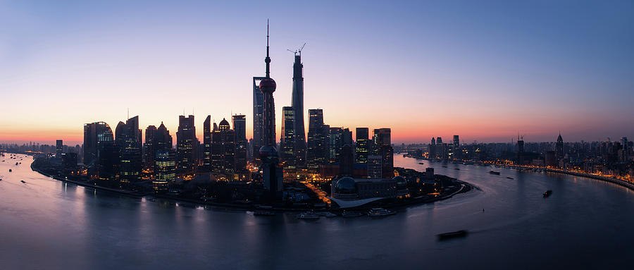 Panorama Of Lujiazui With Huangpu River Photograph by Yinjia Pan