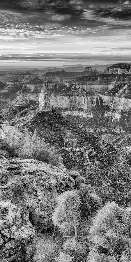 Nature Photograph - Panorama of Mount Hayden Point Imperial Grand Canyon National Park in Black White - Arizona by Silvio Ligutti