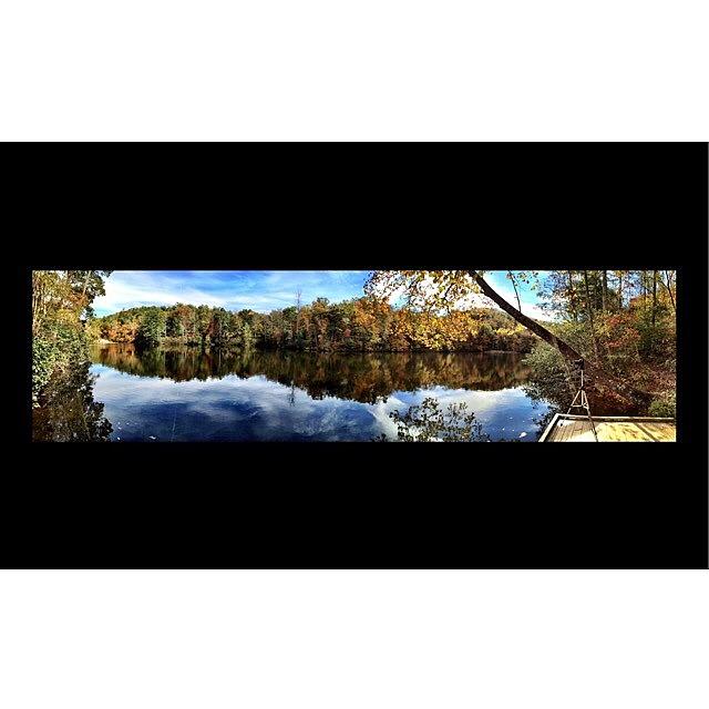 Fall Photograph - Panorama Of Mountain Cave Lake While by Kyle Aiton