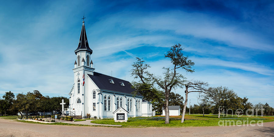 Panorama of Sts. Cyril and Methodius Catholic Church - Dubina Texas Photograph by Silvio Ligutti