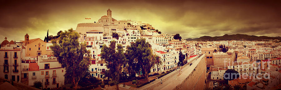 Castle Photograph - Panorama of old city of Ibiza Spain by Michal Bednarek