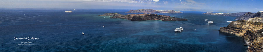 Greek Photograph - Panorama of Santorini Caldera by David Smith
